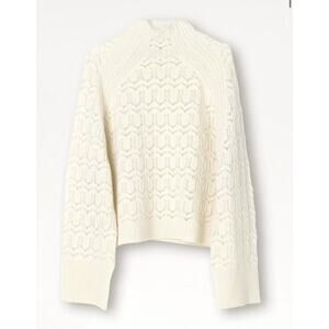 By Malene Birger Merino Wool Peaches Pointelle Sweater Cream Size Medium